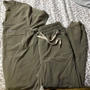 FIGS scrubs in Heathered Olive
